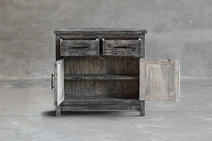 Bedside Cabinet In Reclaimed Wood-Organic Restoration-Blue Hand Home