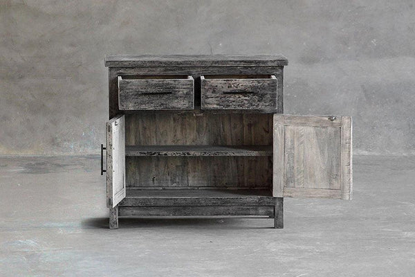 Bedside Cabinet In Reclaimed Wood-Organic Restoration-Blue Hand Home