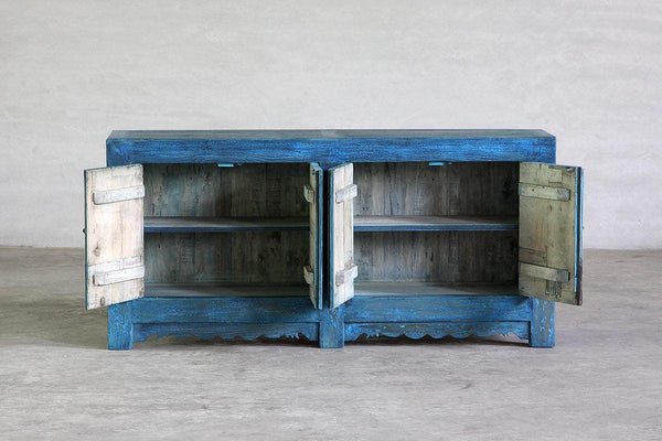 Weathered Blue Gansu Buffet-Organic Restoration-Blue Hand Home