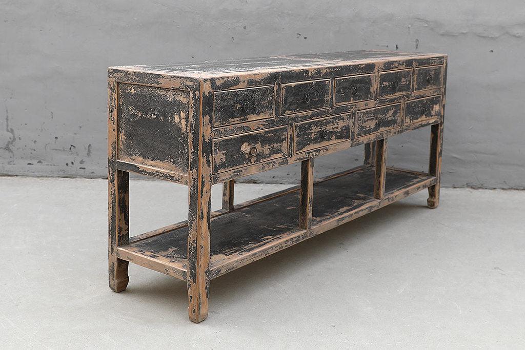 Black And Tan Console-Organic Restoration-Blue Hand Home