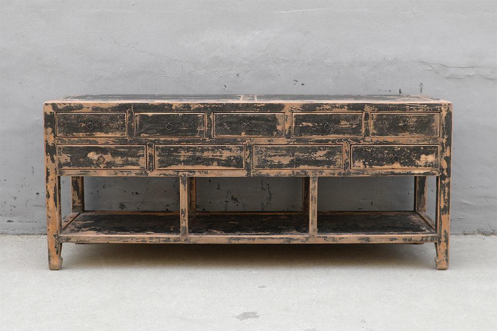 Black And Tan Console-Organic Restoration-Blue Hand Home