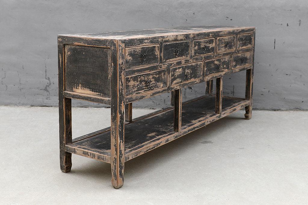 Black And Tan Console-Organic Restoration-Blue Hand Home