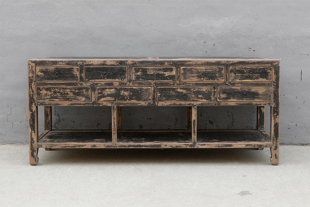 Black And Tan Console-Organic Restoration-Blue Hand Home