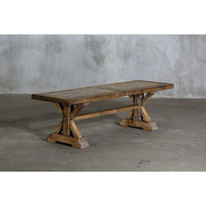 Salvaged Wood Trestle Bench-Organic Restoration-Blue Hand Home