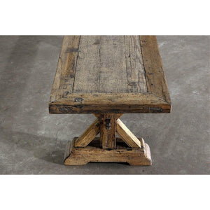 Salvaged Wood Trestle Bench-Organic Restoration-Blue Hand Home