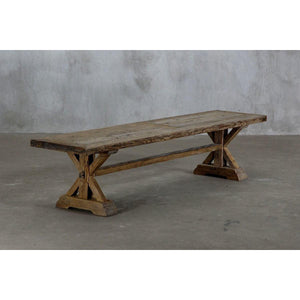 Salvaged Wood Trestle Bench-Organic Restoration-Blue Hand Home