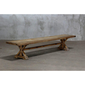 Salvaged Wood Trestle Bench-Organic Restoration-Blue Hand Home