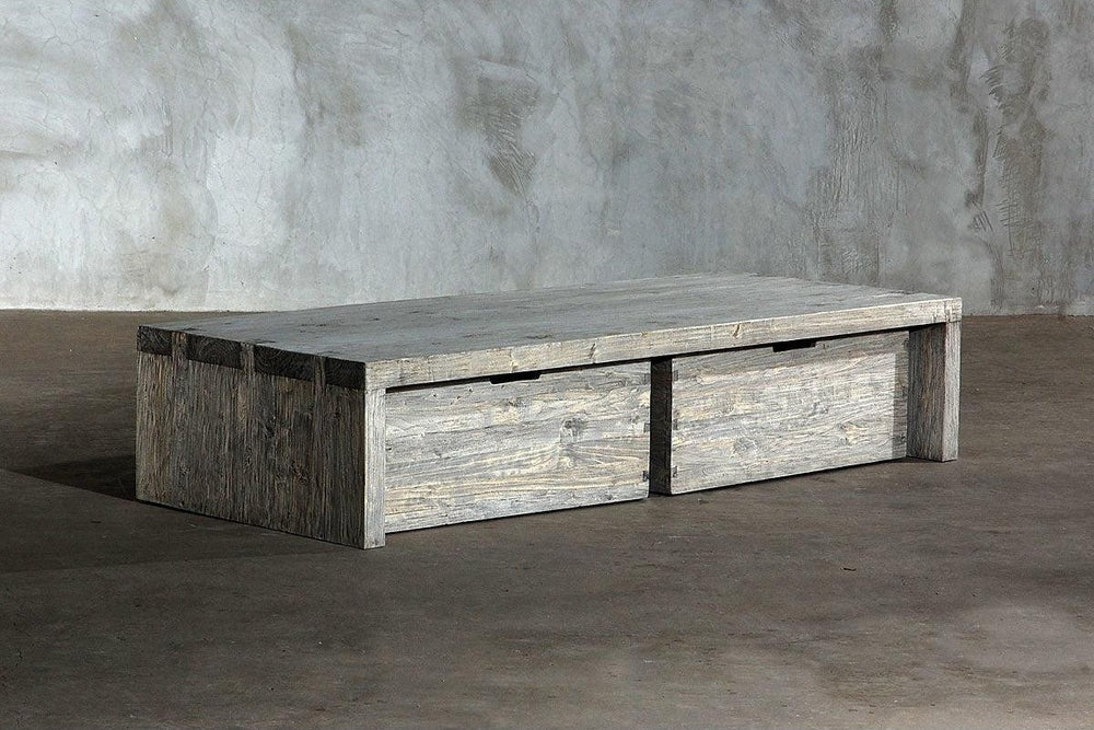 Reclaimed Elm Dovetail Cocktail With Drawers-Organic Restoration-Blue Hand Home