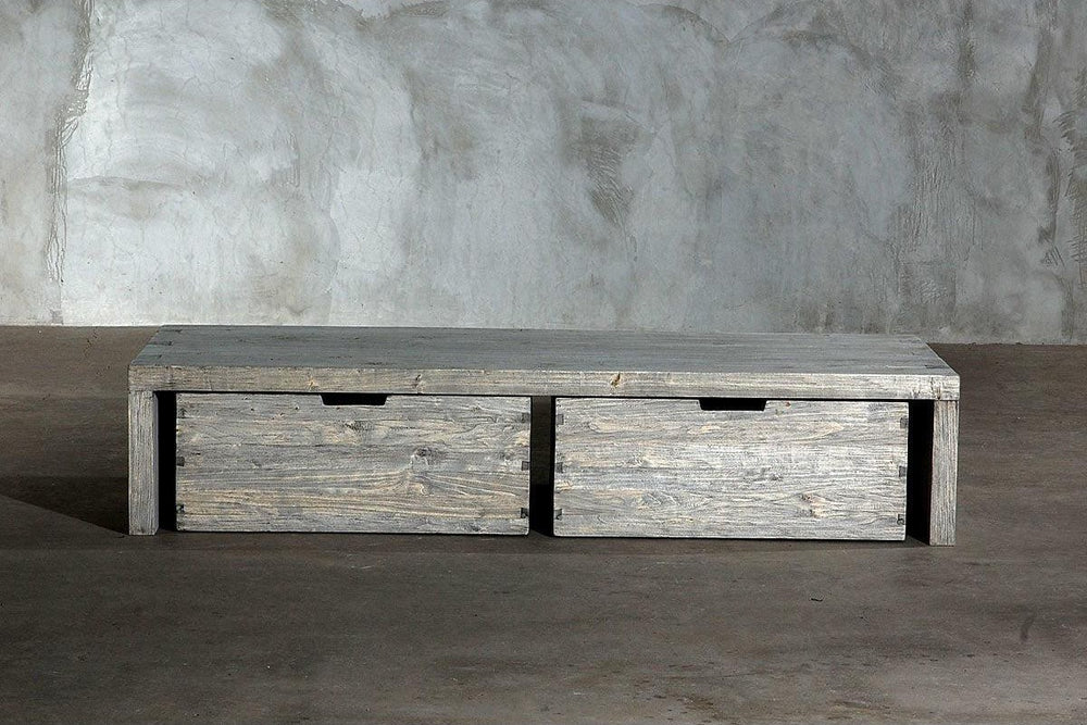 Reclaimed Elm Dovetail Cocktail With Drawers-Organic Restoration-Blue Hand Home
