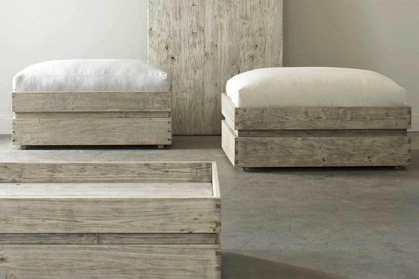 Reclaimed Elm Ottoman-Organic Restoration-Blue Hand Home