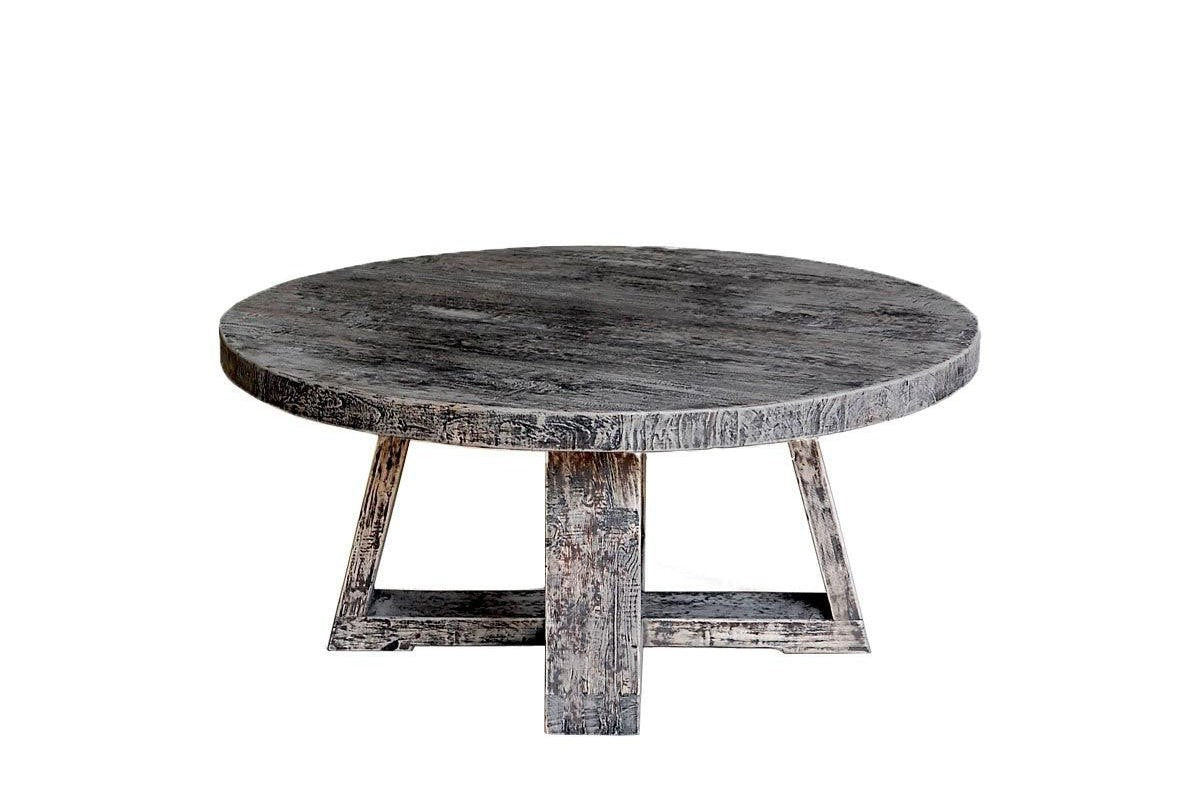 Reclaimed Elm Round Cocktail Table-Organic Restoration-Blue Hand Home