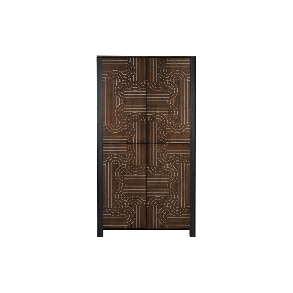 Labyrinth Armoire, Walnut/Steel Trim-CFC Furniture-Blue Hand Home