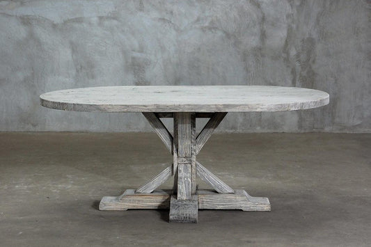 Reclaimed Elm Oval Dining Table - Rail Leg-Organic Restoration-Blue Hand Home