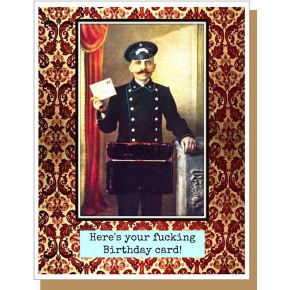 5.5x4.25" Greeting Card-Ümlaut Brooklyn-Blue Hand Home