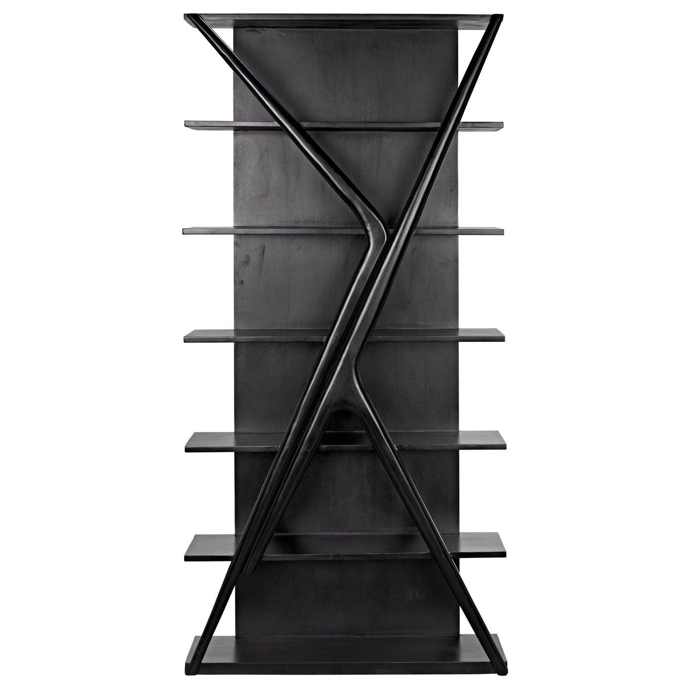 Noir Vetra Bookcase, Hand Rubbed Black-Noir Furniture-Blue Hand Home