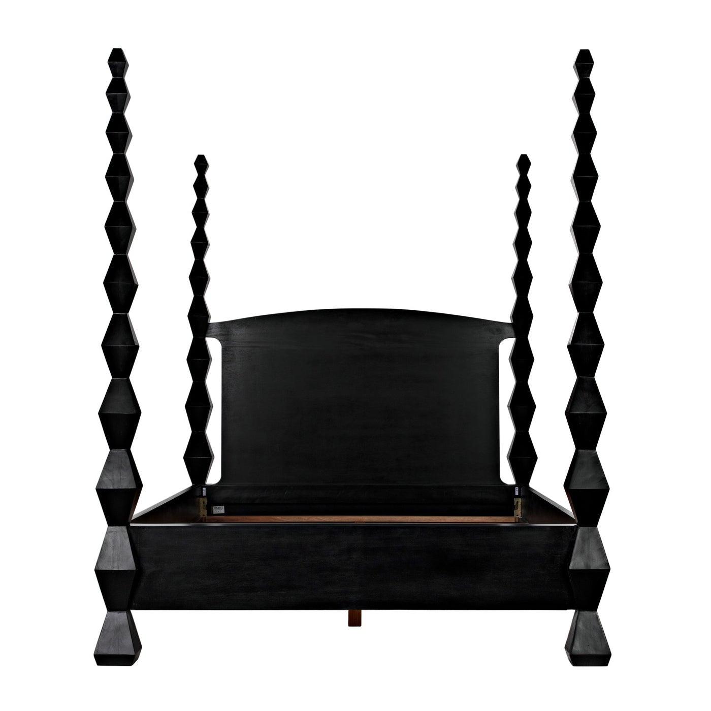 Noir Brancusi Bed, Queen, Hand Rubbed Black-Noir Furniture-Blue Hand Home