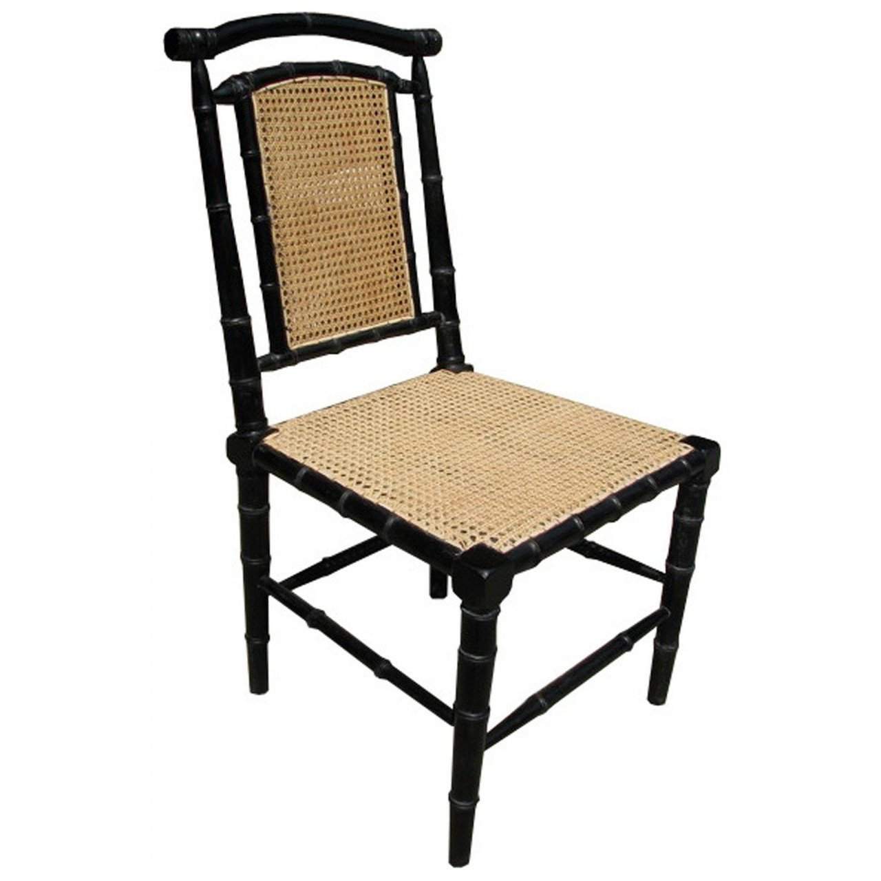 Noir Colonial Bamboo Side Chair, Hand Rubbed Black-Noir Furniture-Blue Hand Home