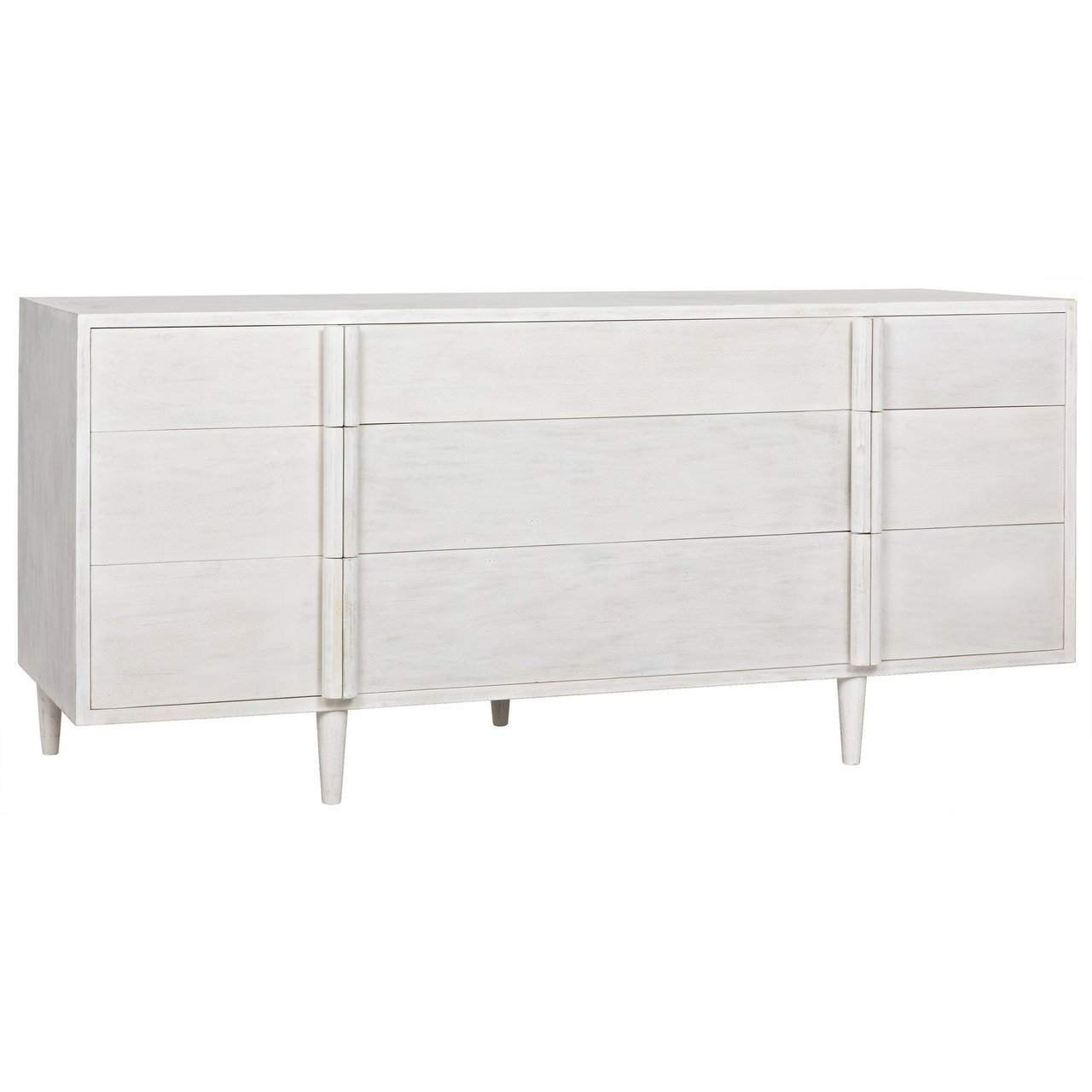 Noir Morten 9 Drawer Dresser, White Wash-Noir Furniture-Blue Hand Home