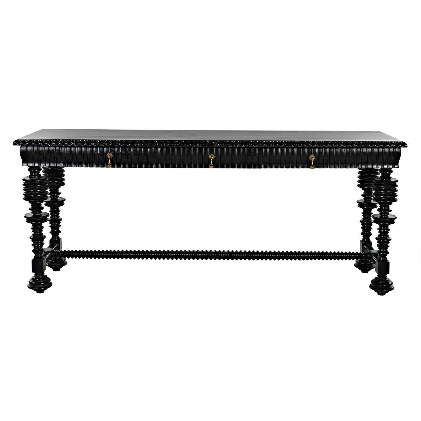 Noir Portuguese Console, Hand Rubbed Black-Noir Furniture-Blue Hand Home
