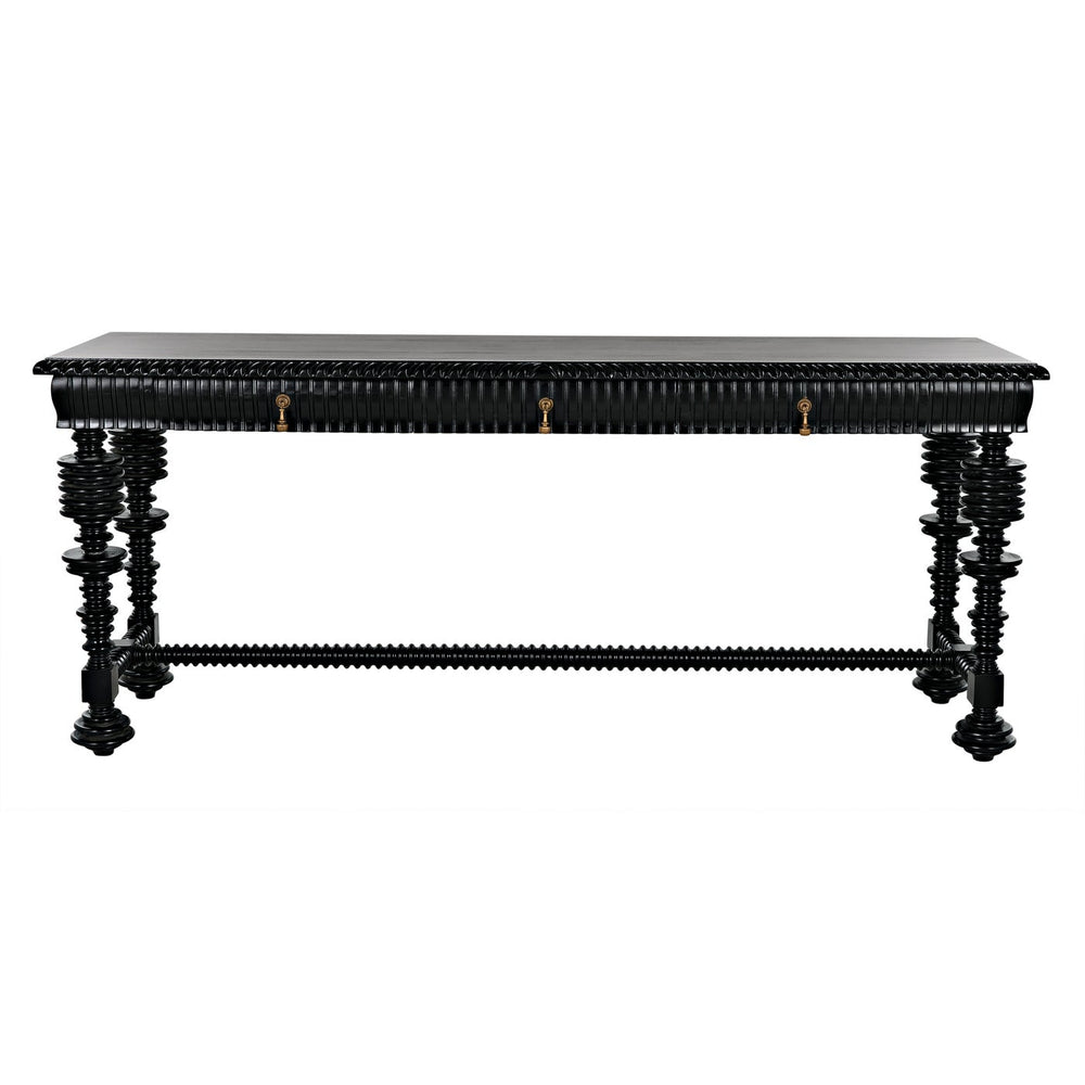 Noir Portuguese Console, Hand Rubbed Black-Noir Furniture-Blue Hand Home