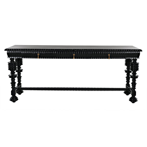 Noir Portuguese Console, Hand Rubbed Black-Noir Furniture-Blue Hand Home