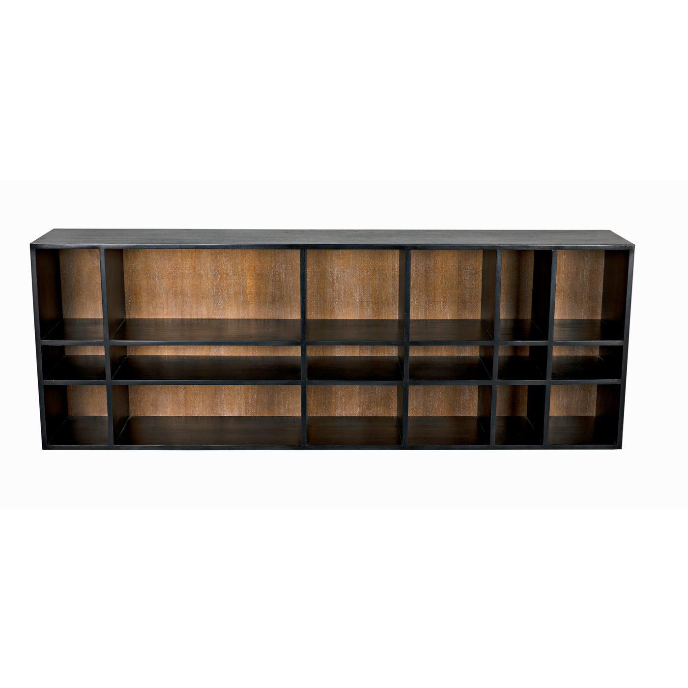 Noir Messer Shelf, Hand Rubbed Black and Gray Wash-Noir Furniture-Blue Hand Home