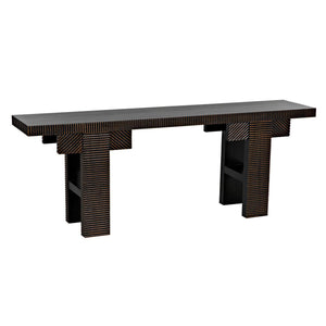 Nabu Console, Hand Rubbed Black with Light Brown Trim-Noir Furniture-Blue Hand Home
