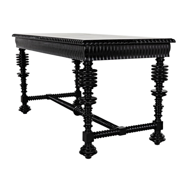 Noir Portuguese Desk, Small (60"), Hand Rubbed Black-Noir Furniture-Blue Hand Home