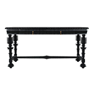 Noir Portuguese Desk, Small (60"), Hand Rubbed Black-Noir Furniture-Blue Hand Home