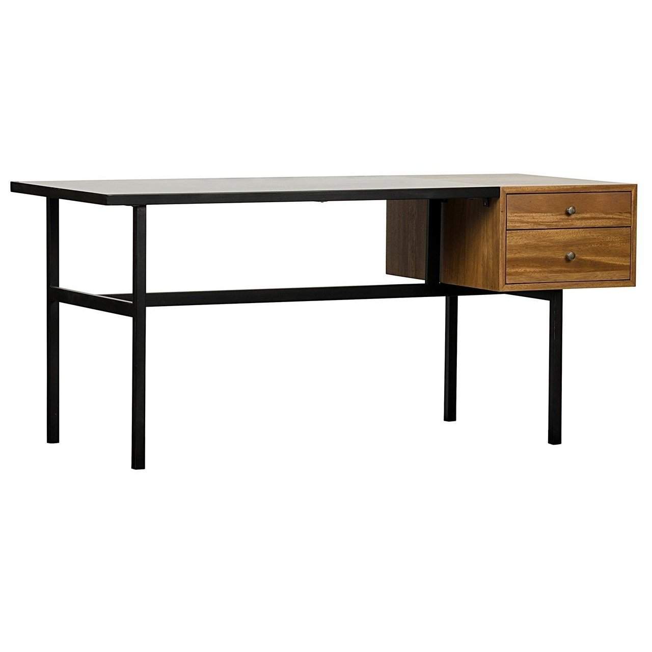 Noir Algeron Desk w/ Metal-Noir Furniture-Blue Hand Home