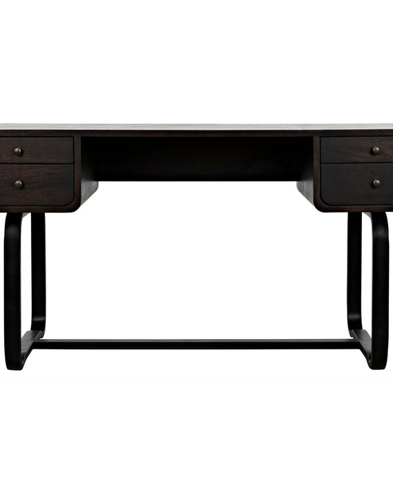 Voltes Desk, Ebony Walnut with Black Steel