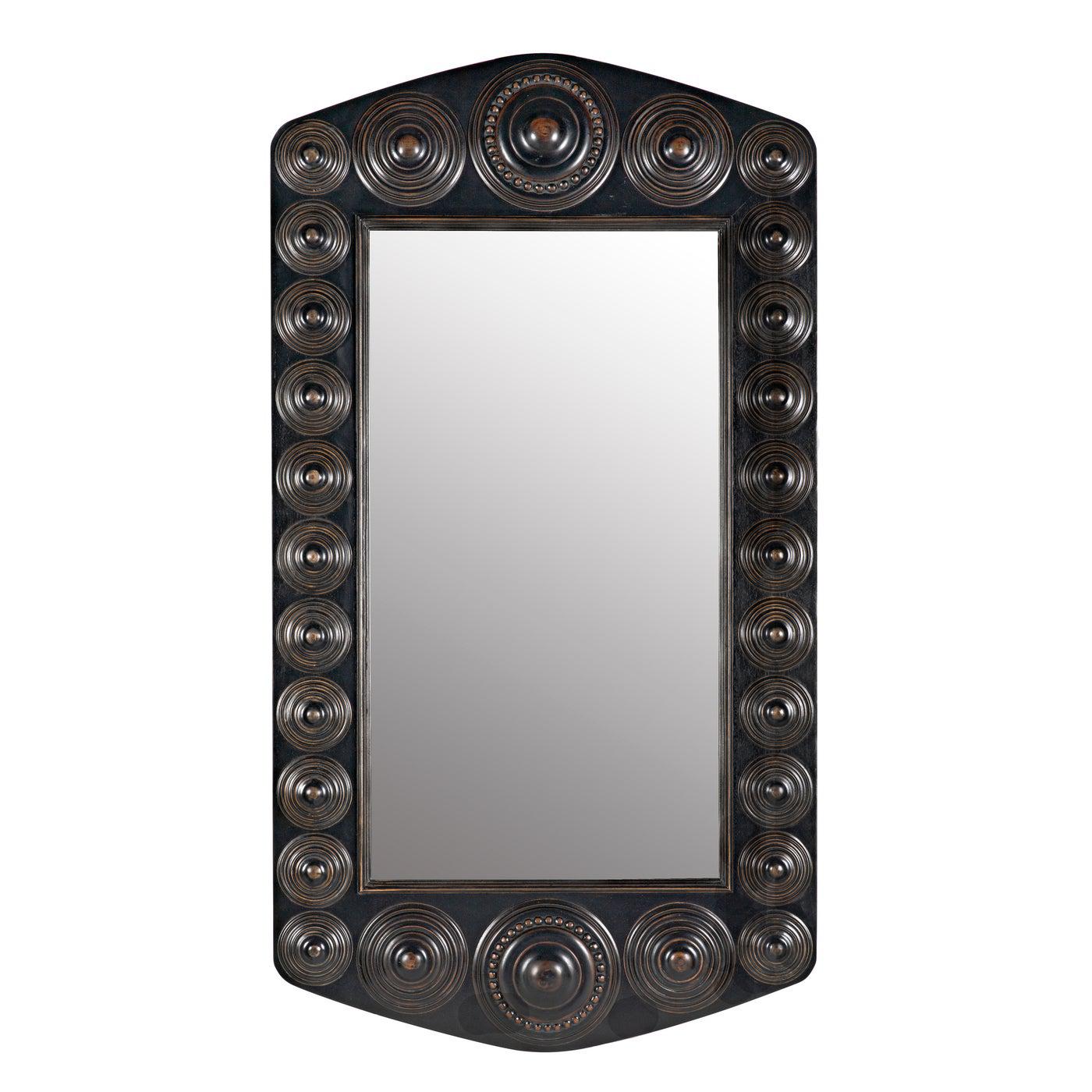 Nanna Mirror, Hand Rubbed Black with Light Brown Trim