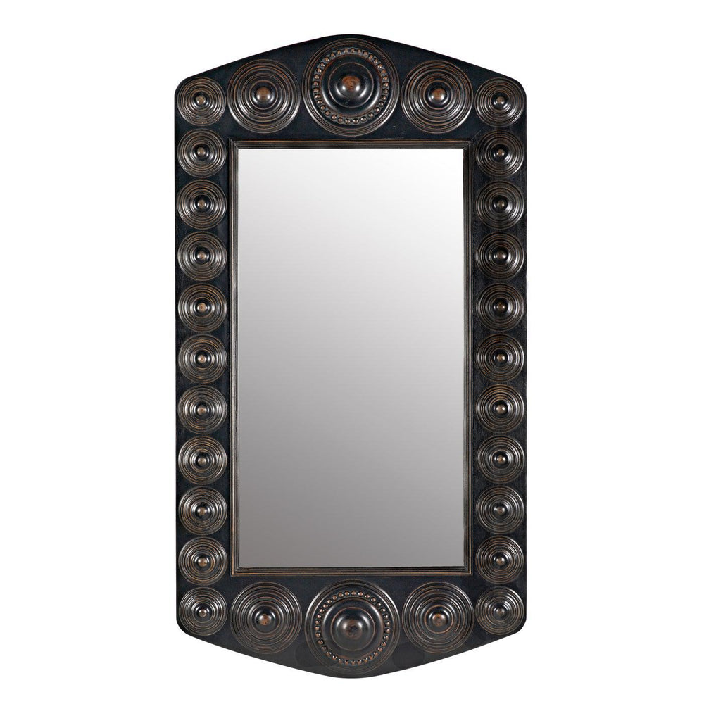 Nanna Mirror, Hand Rubbed Black with Light Brown Trim-Noir Furniture-Blue Hand Home