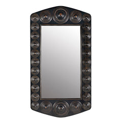 Nanna Mirror, Hand Rubbed Black with Light Brown Trim