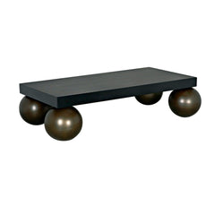 Noir Cosmo Coffee Table, Black Metal with Aged Brass Finish Legs-Noir Furniture-Blue Hand Home