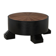 Tambour Coffee Table, Hand Rubbed Black with Veneer Top