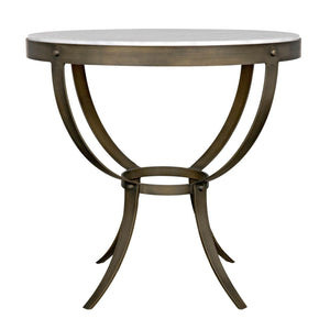 Noir Byron Side Table, Aged Brass Finish w/ White Marble-Noir Furniture-Blue Hand Home
