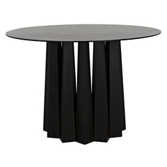 Noir Column Dining Table, Black Steel-Noir Furniture-Blue Hand Home