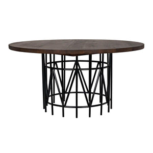 Silberman Dining Table, Dark Walnut W/Black Steel Base-Noir Furniture-Blue Hand Home
