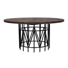 Silberman Dining Table, Dark Walnut W/Black Steel Base