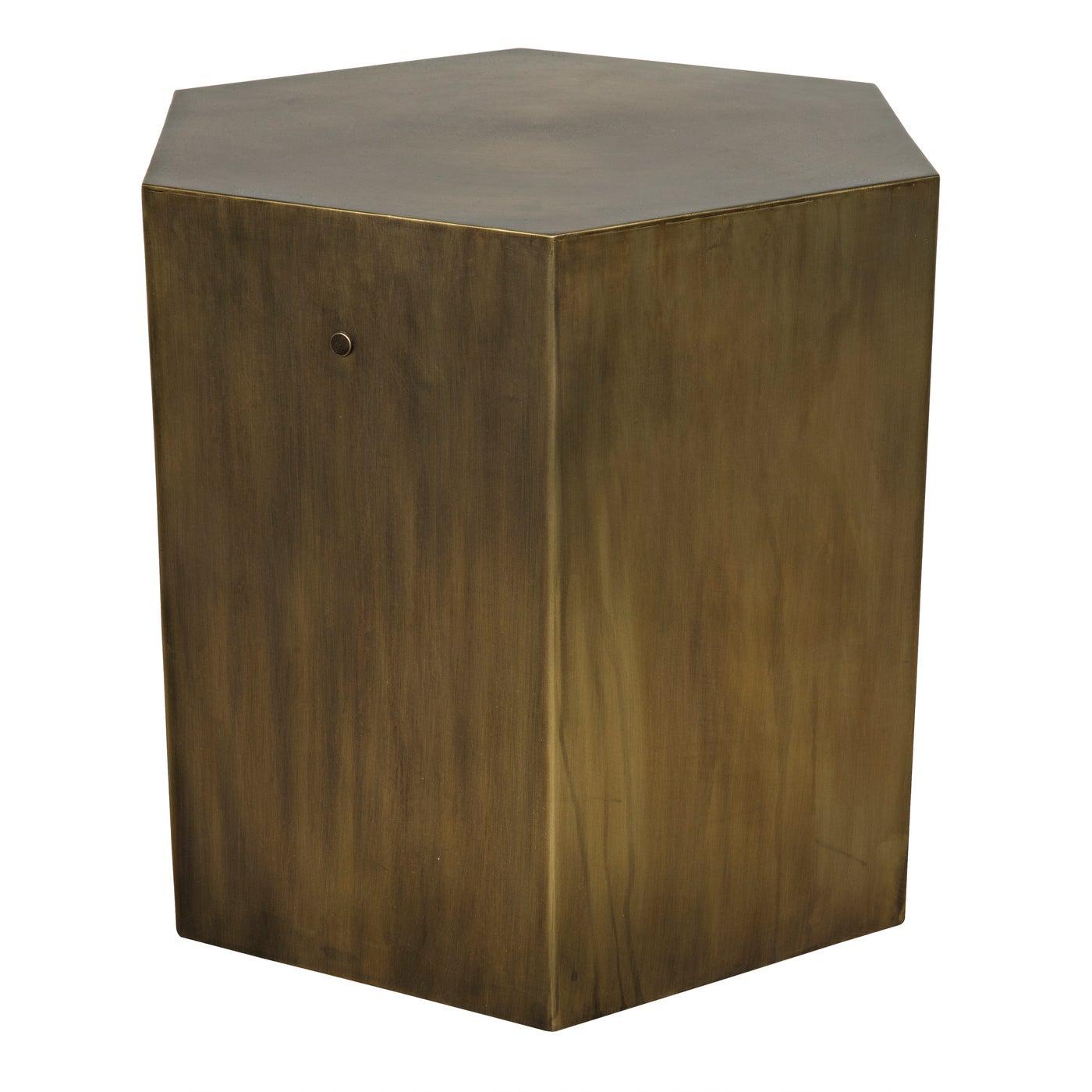 Noir Aria Side Table B, Steel with Aged Brass Finish-Noir Furniture-Blue Hand Home