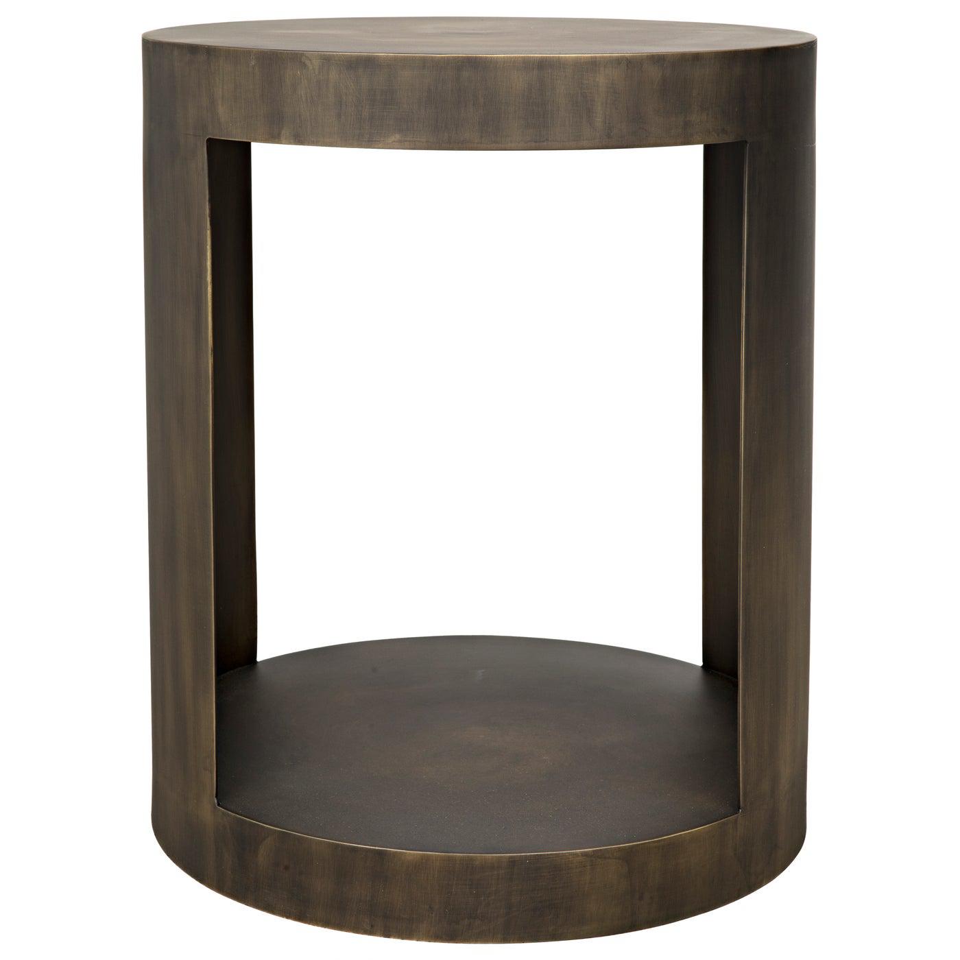 Noir Chrysler Side Table, Steel with Aged Brass Finish-Noir Furniture-Blue Hand Home