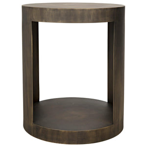 Noir Chrysler Side Table, Steel with Aged Brass Finish-Noir Furniture-Blue Hand Home