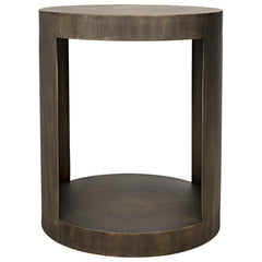 Noir Chrysler Side Table, Steel with Aged Brass Finish-Noir Furniture-Blue Hand Home