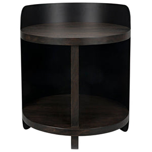 Noir Mondo Bongo Side Table, Ebony Walnut with Steel-Noir Furniture-Blue Hand Home