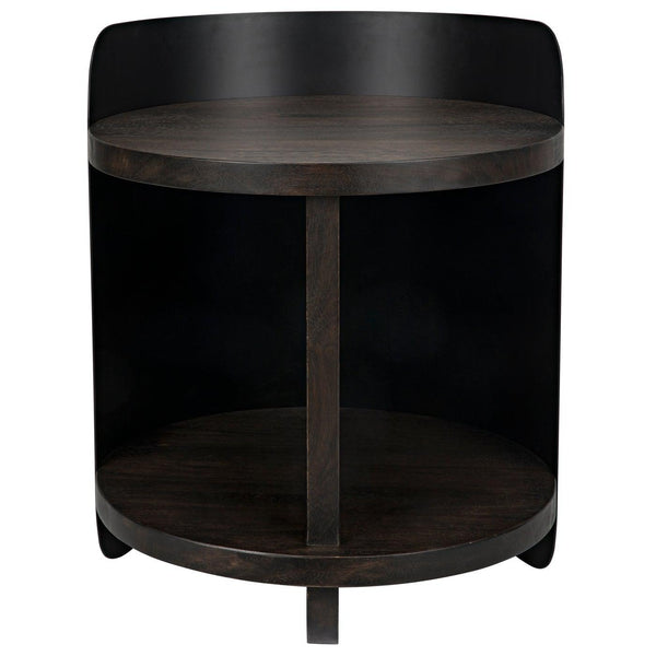 Noir Mondo Bongo Side Table, Ebony Walnut with Steel-Noir Furniture-Blue Hand Home