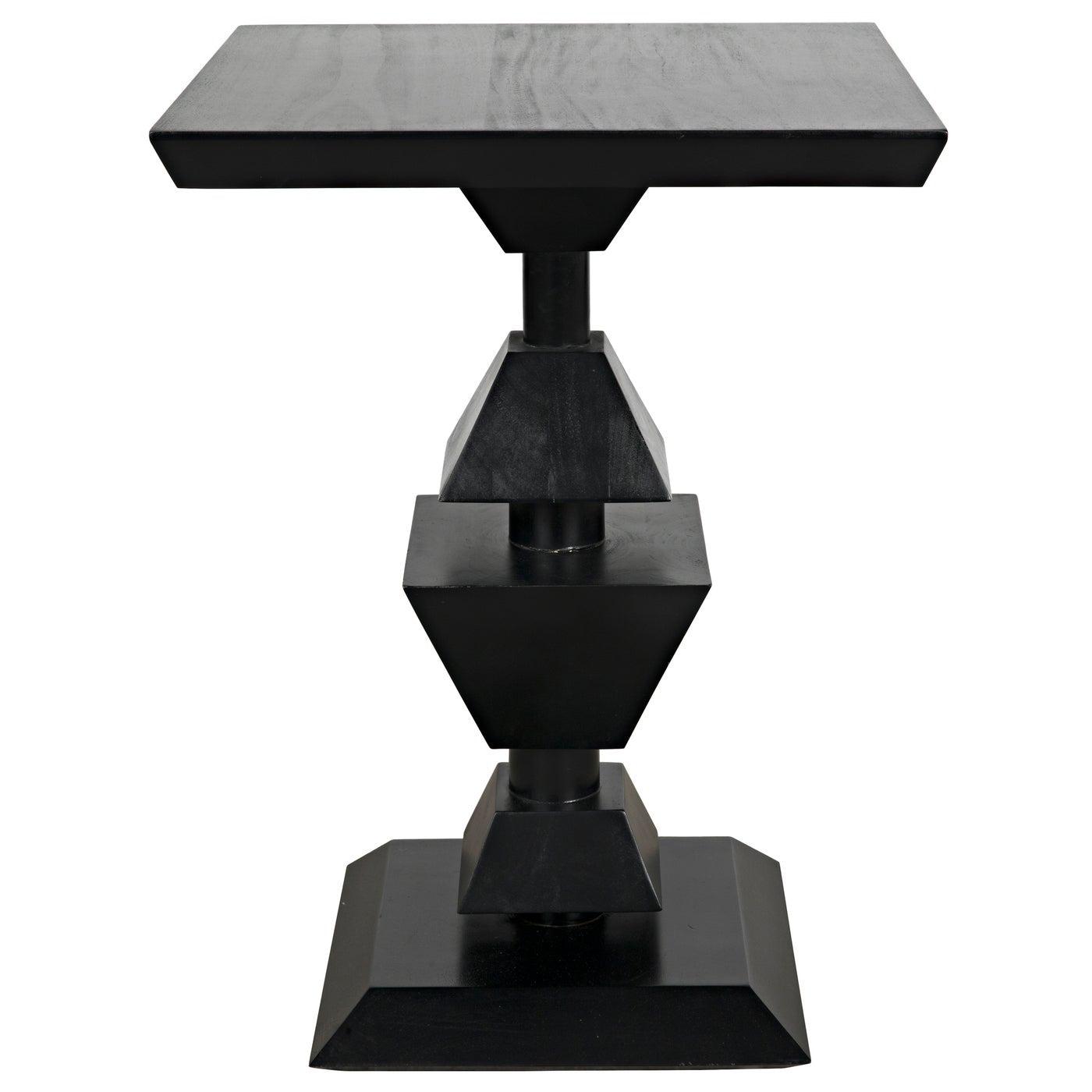 Noir Majesty Side Table, Hand Rubbed Black-Noir Furniture-Blue Hand Home