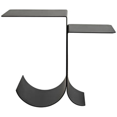 Noir Rolling Side Table, Black Steel-Noir Furniture-Blue Hand Home