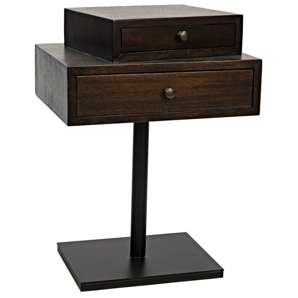 Noir Enola Side Table, Ebony Walnut with Steel Base-Noir Furniture-Blue Hand Home