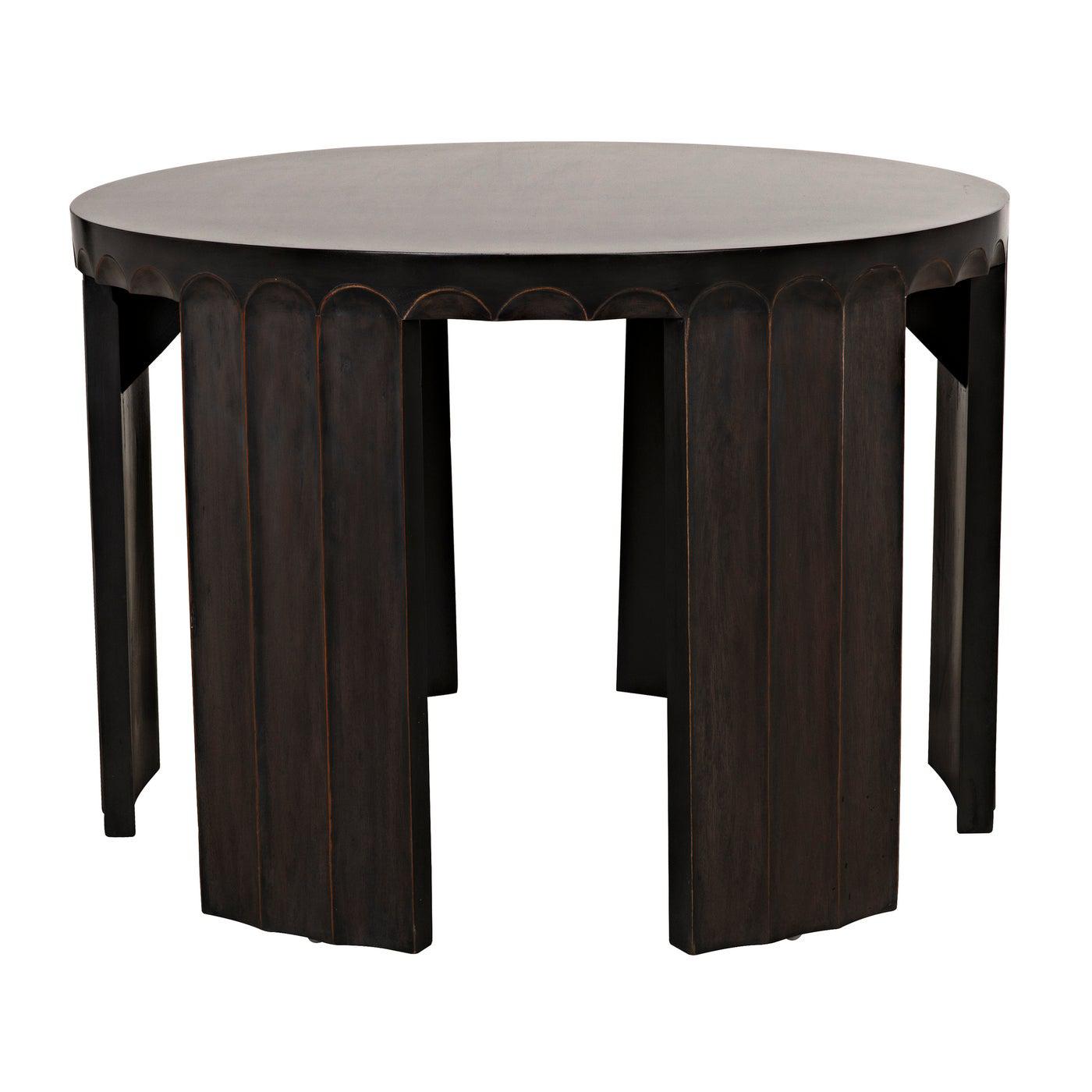 Noir Fluted Side Table, Pale with Light Brown Trim-Noir Furniture-Blue Hand Home
